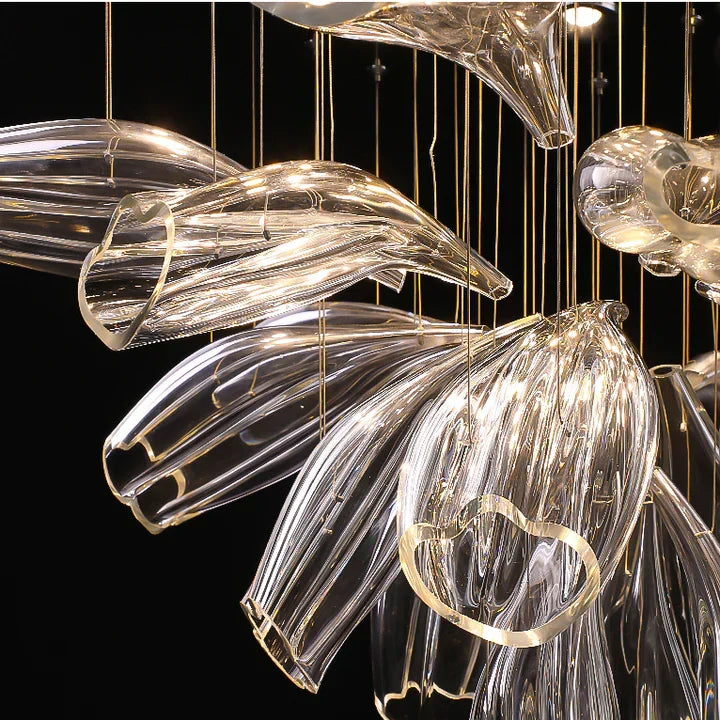 Light Luxury Glass Petal-Shaped Chandelier with Superior Finish