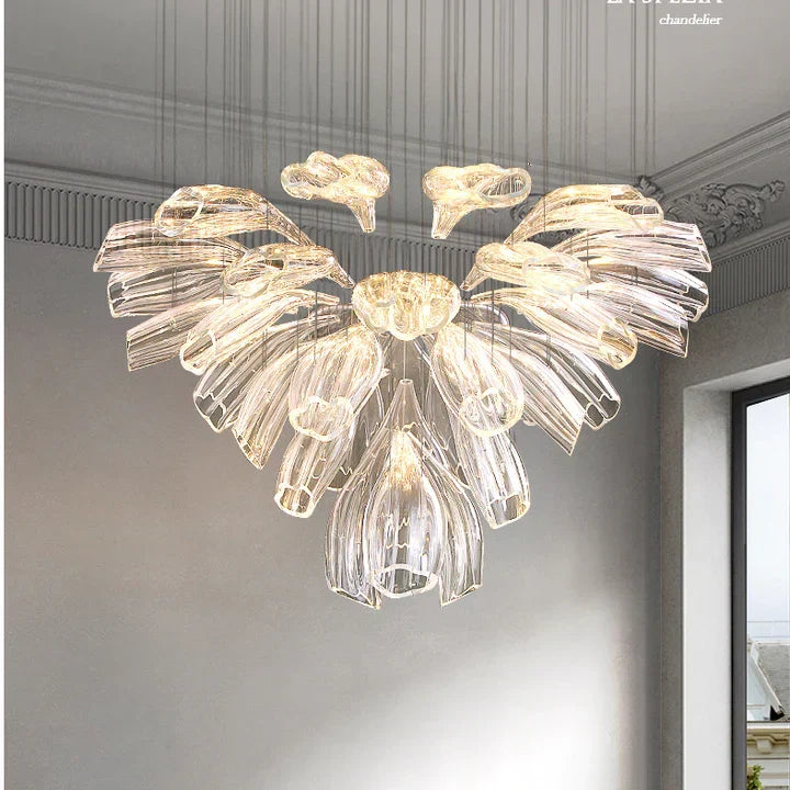 Light Luxury Glass Petal-Shaped Chandelier with Superior Finish