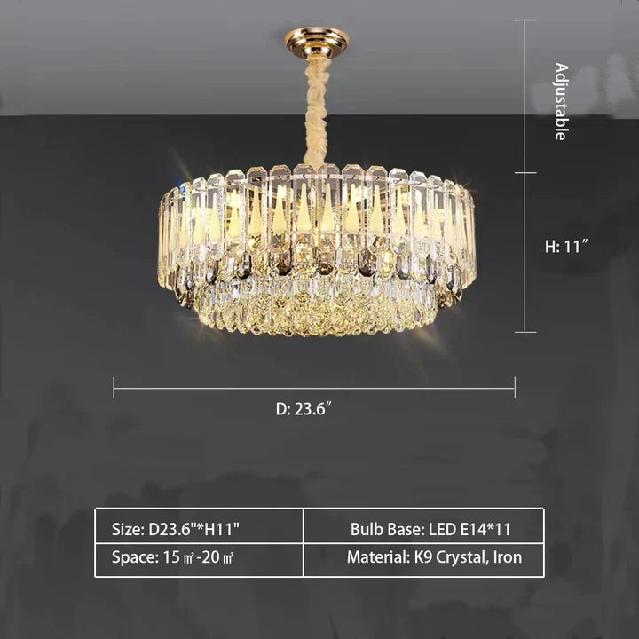 Oversized Transparent Crystal Tiered Chandelier Suit for Living / dining Room / bedroom