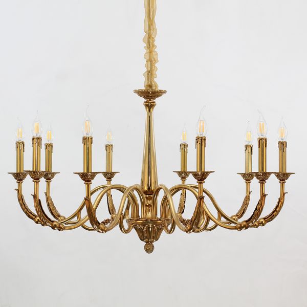 10 Lights Baroque Style Chandelier Light Antique Brass Chandelier for Living Room