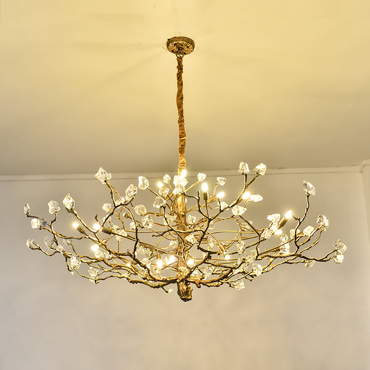 Livio Gemstone Branch Brass Round Chandelier
