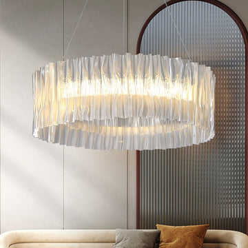 Modern Minimalism Pleated Acrylic Ring Round Ceiling Light for Living / Ding Room / Bar