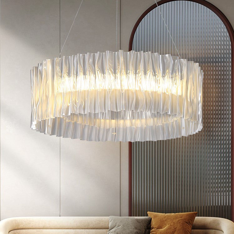 Modern Minimalism Pleated Acrylic Ring Round Ceiling Light for Living / Ding Room / Bar