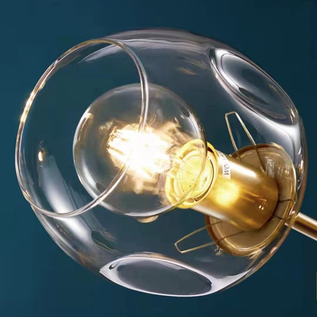 6 / 8-Lights Clear Globes Glass Modern Arm Chandelier Bronze for Dining Room or Bedroom