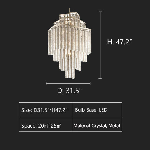 Huge Post-Modern Hollow Glass Tube Tassel Chandelier for Living Room / foyer / villa / stairs