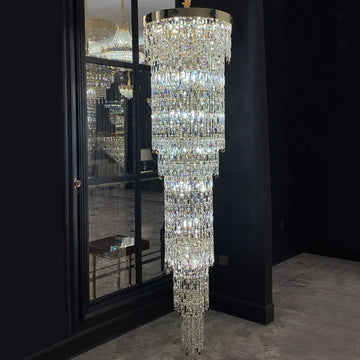 Luxury Modern Round Multi-Layers Crystal Chandelier with Four Leaf Clover for Staircase / high-Ceiling Space /