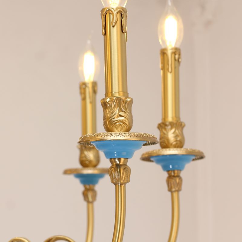 26X23 Inch 6 Lights Rococo Style Antique Copper Chandelier Small Blue Bedroom Chandelier