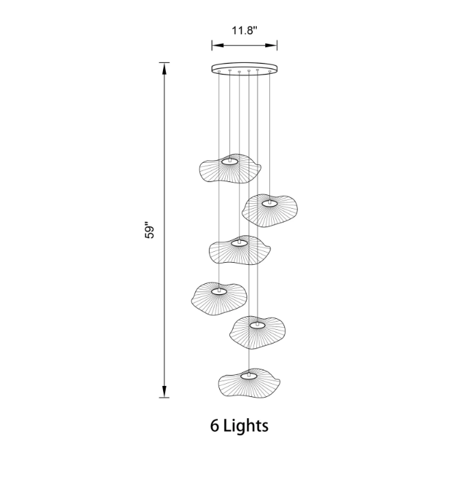 Modern Gold Finish Acrylic Pendant Chandelier with Quality Metal Frame