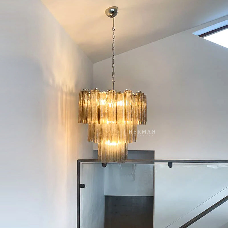 Murano Glass Chandelier – 48 Tubes – Smoked