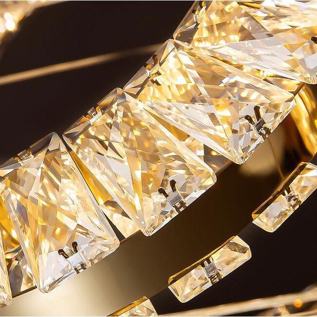 Modern Multi Gold Donuts Shape Crystal Chandelier Ring Round Light for Foyer Staircase / Living Room / Bar /