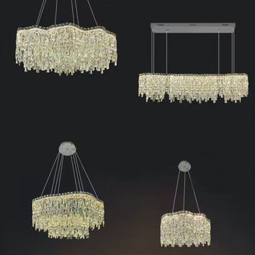 Modern Luxury Irregular Round / oval Crystal Chandelier Set for Bedroom / living Room / dining Room