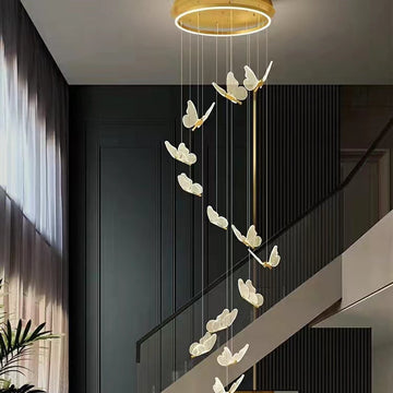 Nordic Butterfly Chandelier Luxury Foyer Staircase Ceiling Light for Living / Dining Room