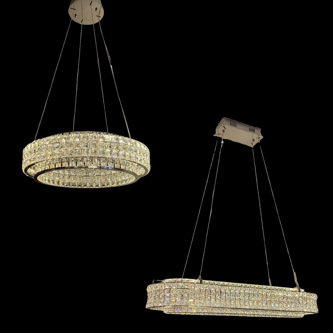Light Luxury Two-Layered Round / oval Crystal Chandelier for Living / dining Room / kitchen Island