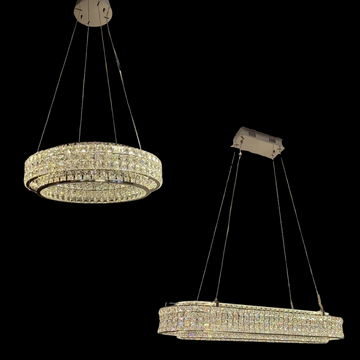 Light Luxury Two-Layered Round / oval Crystal Chandelier for Living / dining Room / kitchen Island