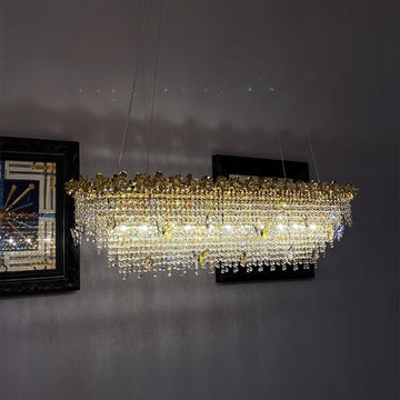 New Modern Luxury Rectangle Art Design Butterfly Crystal Chandelier for Kitchen Island / dining Area