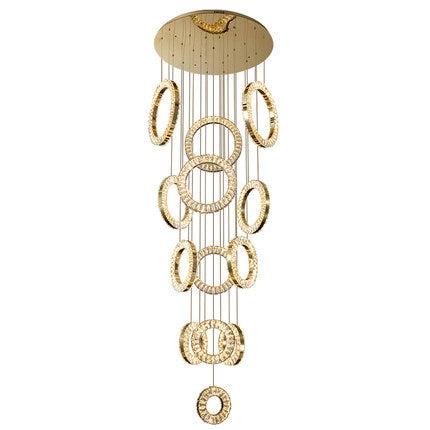 Modern Multi Gold Donuts Shape Crystal Chandelier Ring Round Light for Foyer Staircase / Living Room / Bar /