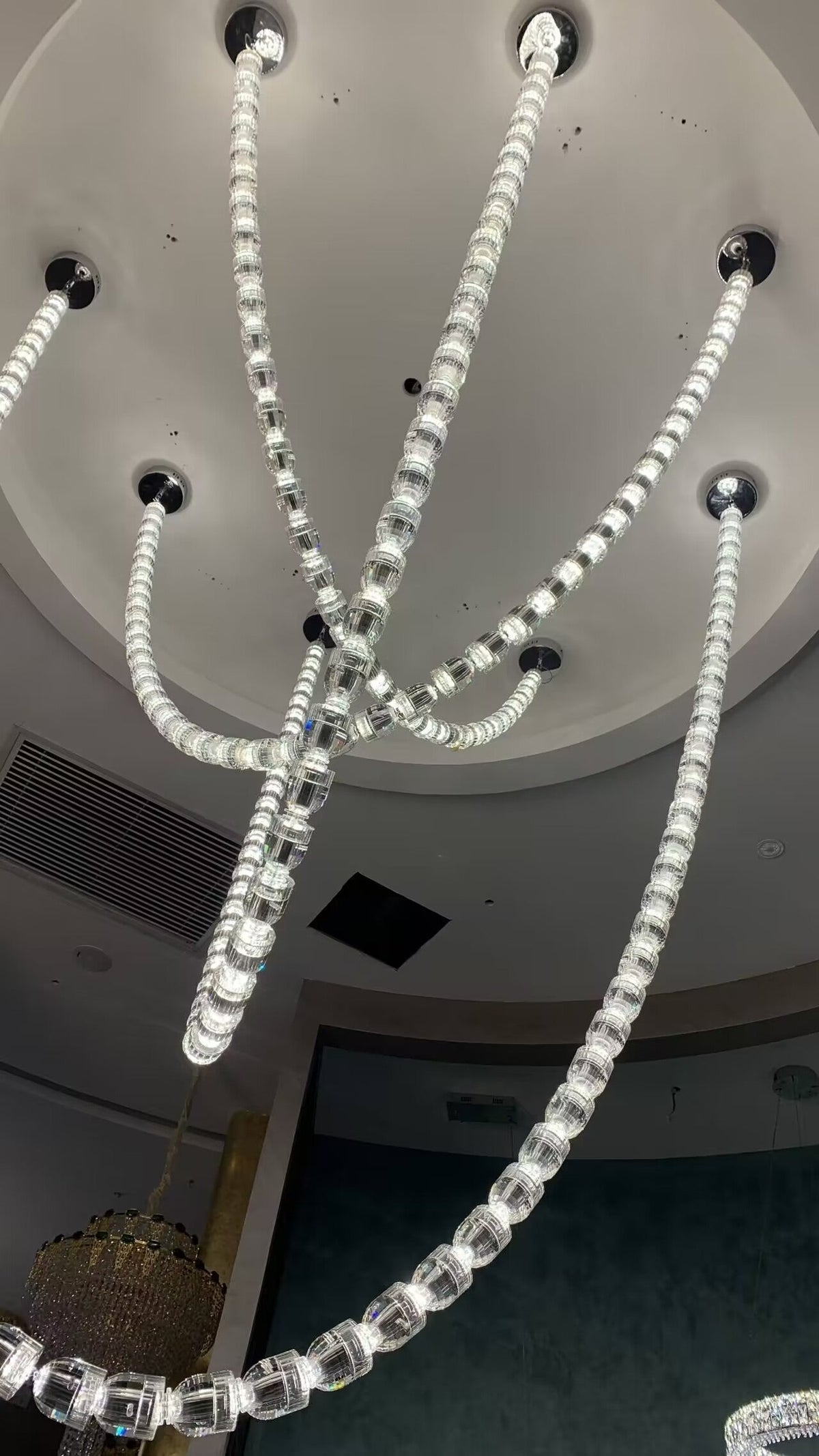 Modern Crystal Bullet Necklace Chain Chandelier for Living Room / staircase / foyer / hotel / restaurant