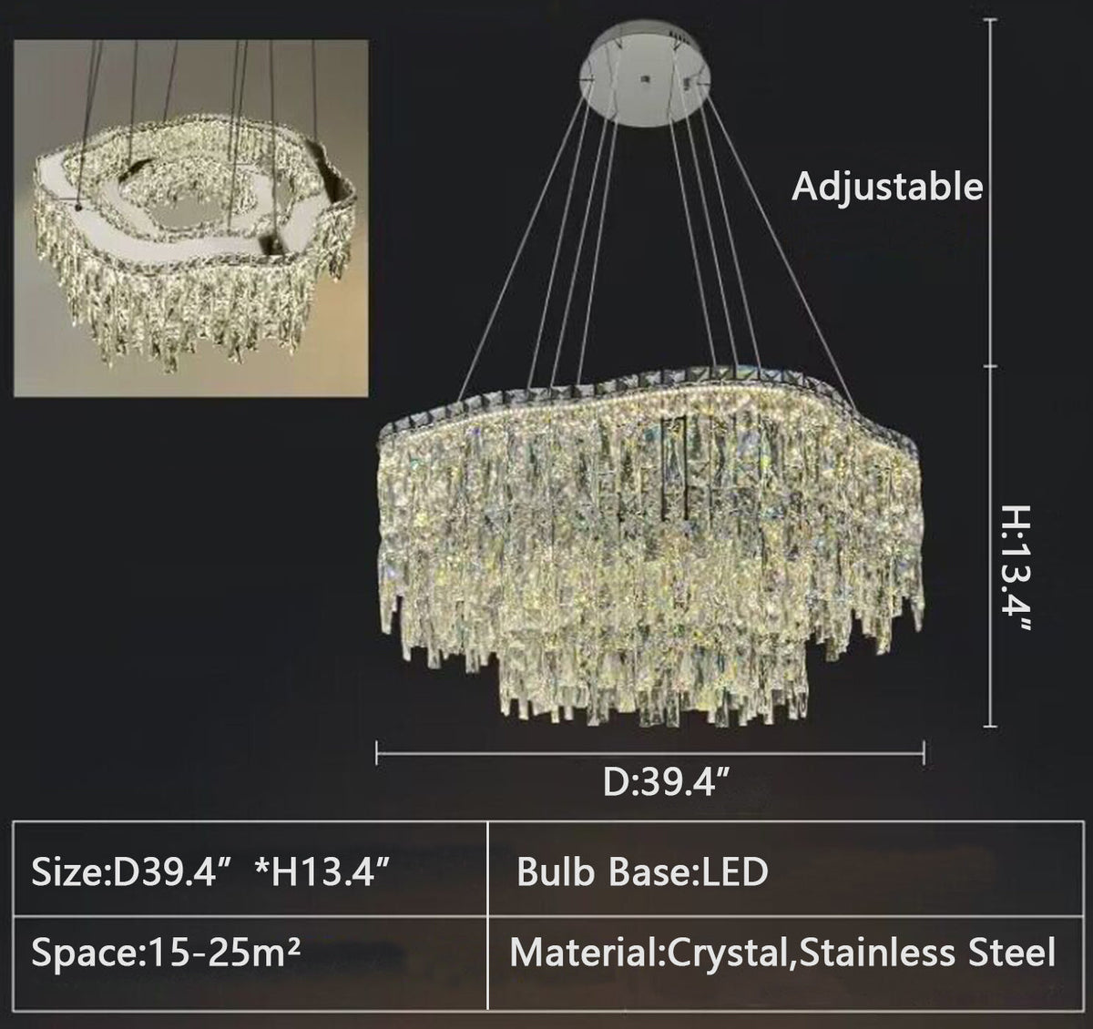 Modern Luxury Irregular Round / oval Crystal Chandelier Set for Bedroom / living Room / dining Room