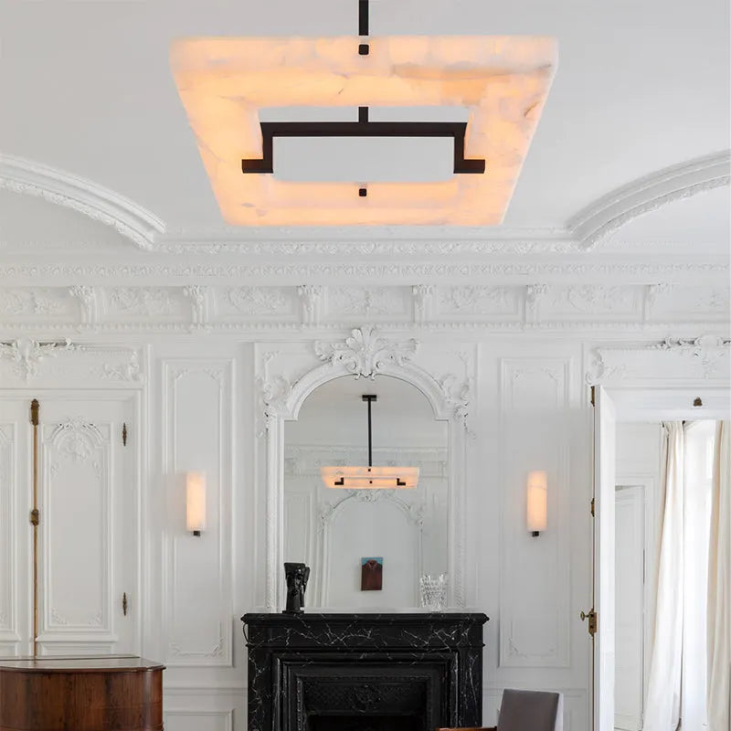 Modern Square Alabaster Chandelier for Living Room / bedroom