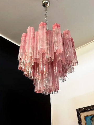 Murano Glass Chandelier – 36 Tubes – Alabaster Pink