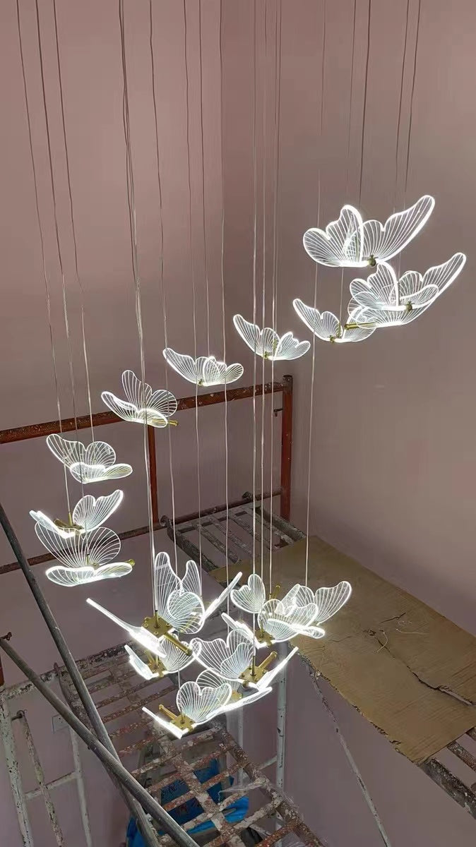 Nordic Butterfly Chandelier Luxury Foyer Staircase Ceiling Light for Living / Dining Room