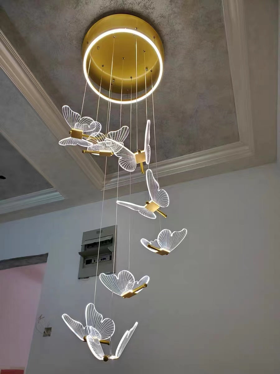 Nordic Butterfly Chandelier Luxury Foyer Staircase Ceiling Light for Living / Dining Room