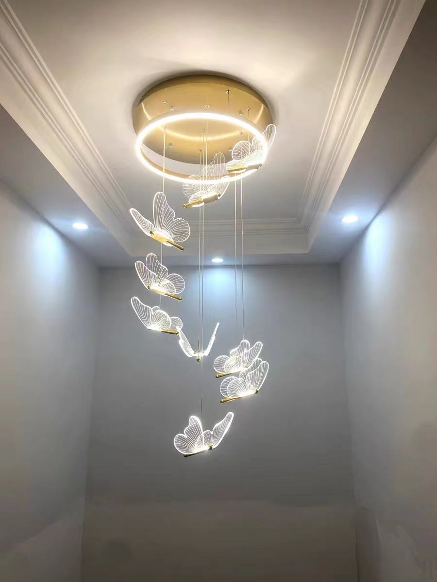 Nordic Butterfly Chandelier Luxury Foyer Staircase Ceiling Light for Living / Dining Room