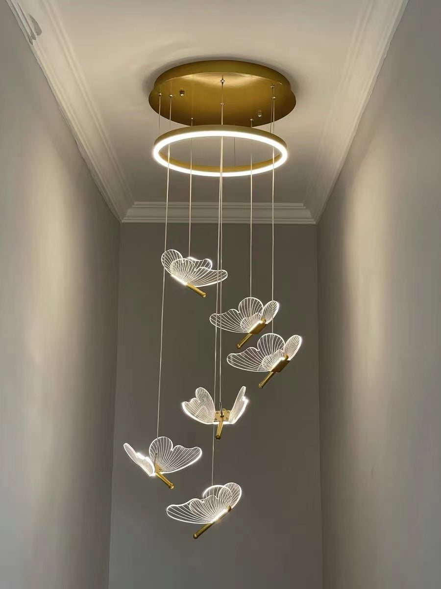 Nordic Butterfly Chandelier Luxury Foyer Staircase Ceiling Light for Living / Dining Room