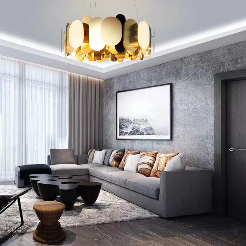 Modern Minimalist Fashion Round Metal Chandelier for Living Room / Bedroom / dining Room