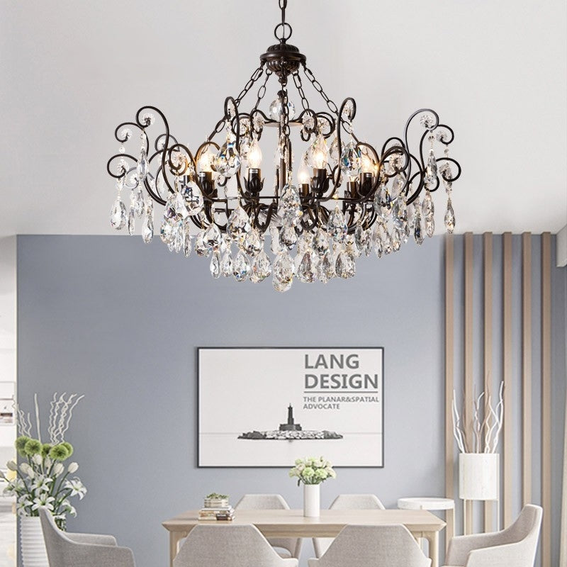 European Retro Light Luxury Crystal Pendant Electronic Candle Chandelier for Living Room / Dining Room /