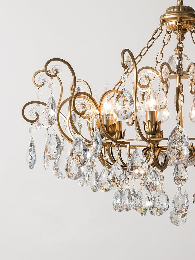European Retro Light Luxury Crystal Pendant Electronic Candle Chandelier for Living Room / Dining Room /
