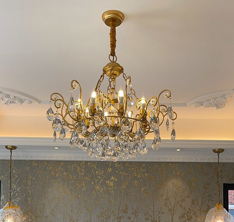 European Retro Light Luxury Crystal Pendant Electronic Candle Chandelier for Living Room / Dining Room /