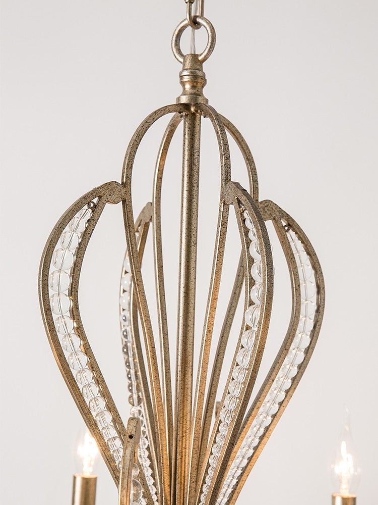 Vintage Silver Finish Crystal and Iron Candle Chandelier for Living Room and Dining Room
