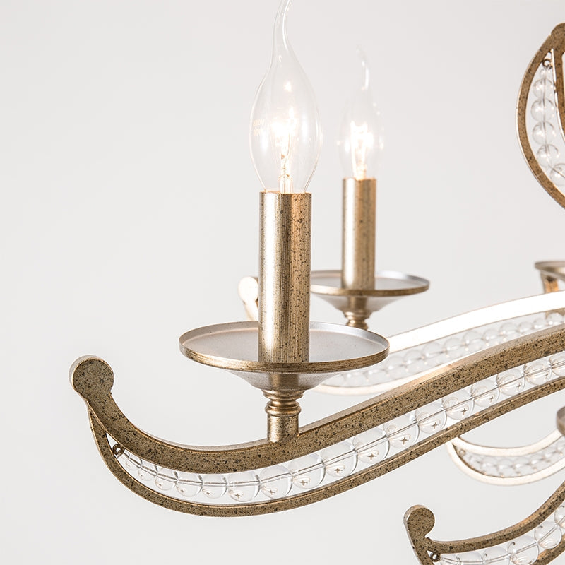 Vintage Silver Finish Crystal and Iron Candle Chandelier for Living Room and Dining Room