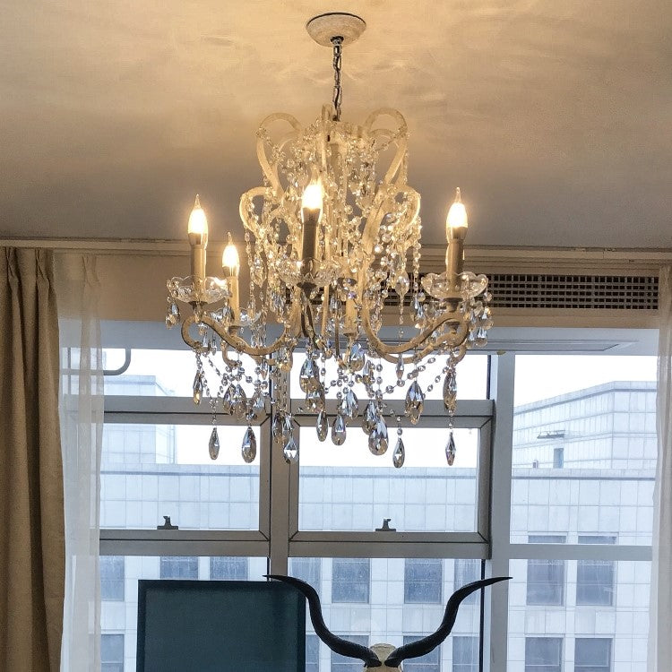 Nordic Vintage Candle Pendant Romantic Crystal Chandelier for Bedroom / Dining Room / Living