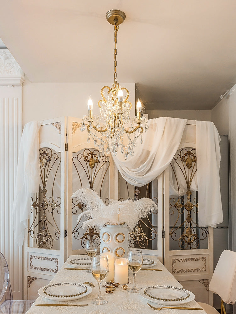 Nordic Vintage Candle Pendant Romantic Crystal Chandelier for Bedroom / Dining Room / Living