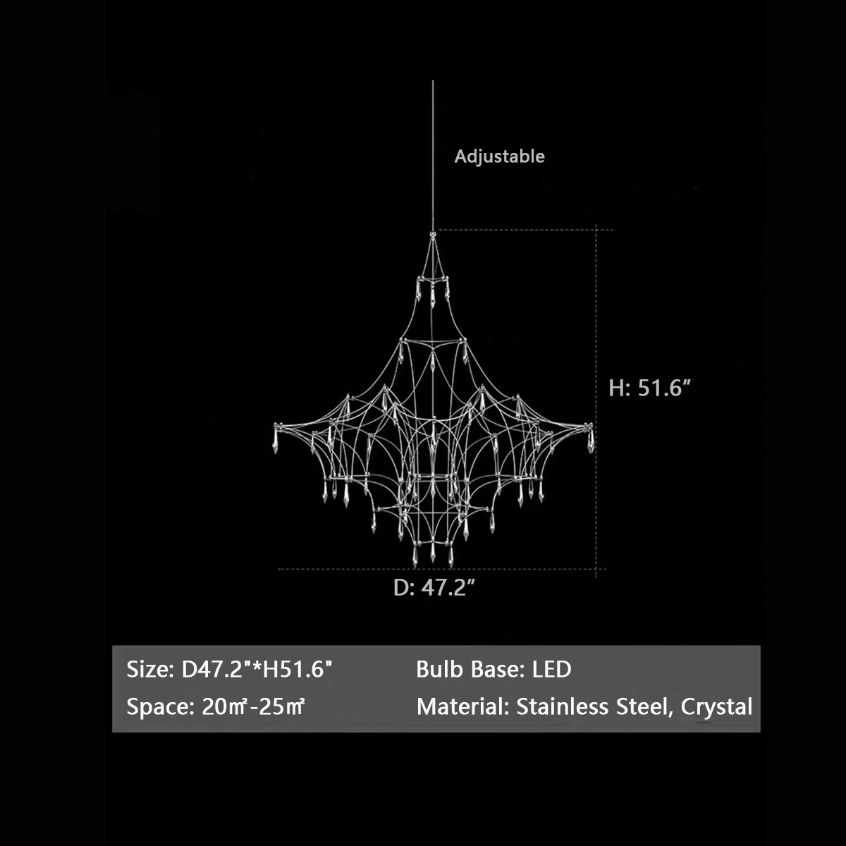 Romantic Event Art Decor K9 Crystal Pendant Light Living / Dining Room Stainless Steel Chandelier in Chrome