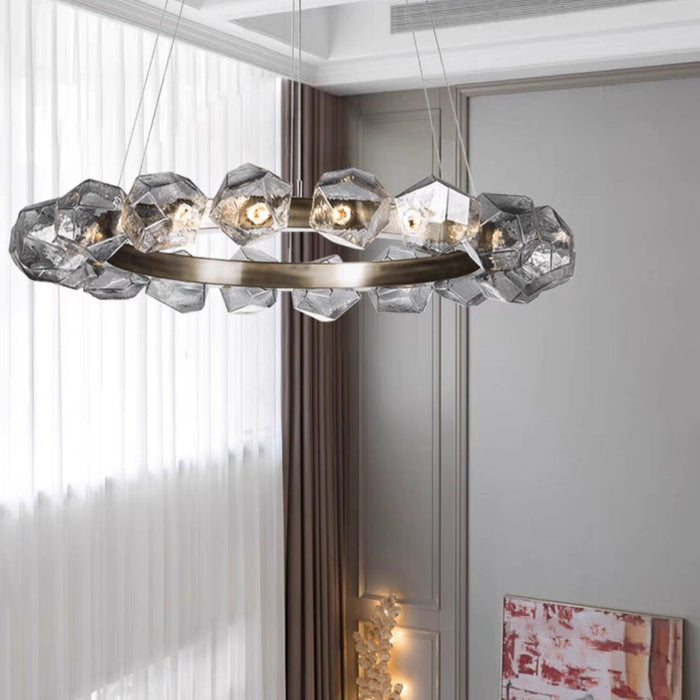 Nordic Minimalist Glass Circle Art Chandelier for Living / dining Room / bedroom