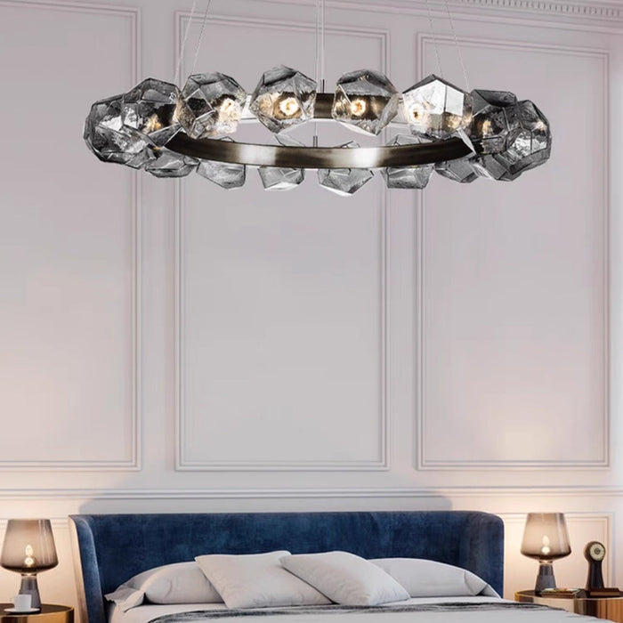 Nordic Minimalist Glass Circle Art Chandelier for Living / dining Room / bedroom