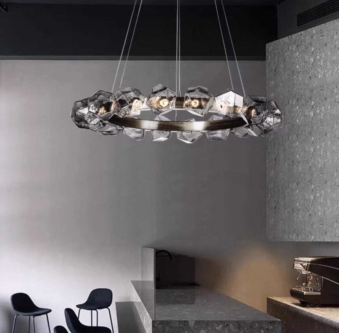 Nordic Minimalist Glass Circle Art Chandelier for Living / dining Room / bedroom