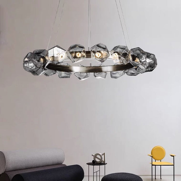 Nordic Minimalist Glass Circle Art Chandelier for Living / dining Room / bedroom