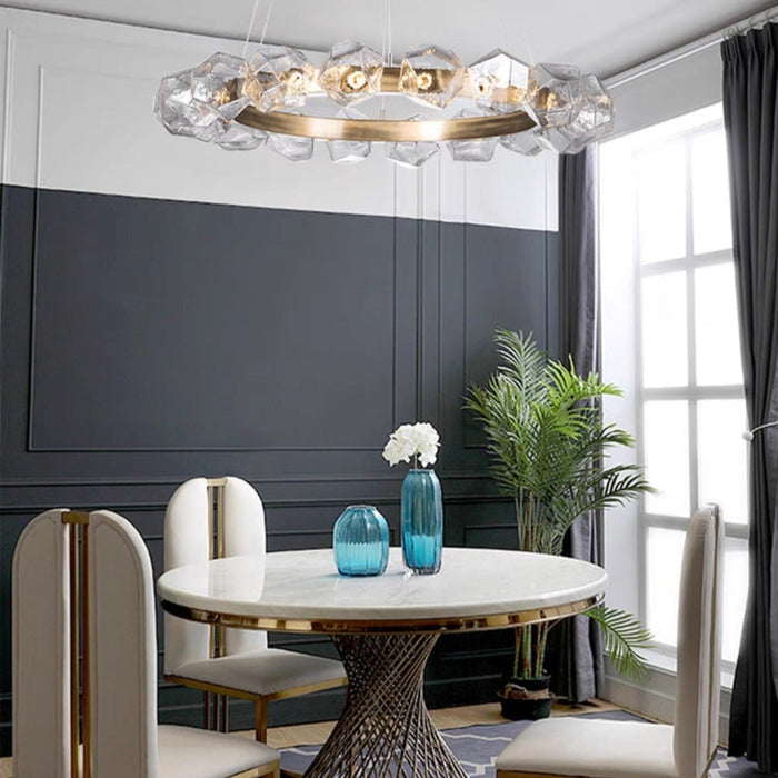 Nordic Minimalist Glass Circle Art Chandelier for Living / dining Room / bedroom