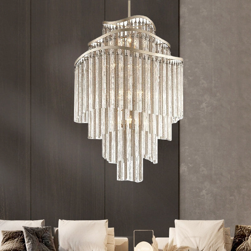 Huge Post-Modern Hollow Glass Tube Tassel Chandelier for Living Room / foyer / villa / stairs
