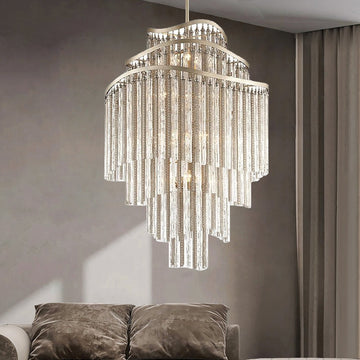 Huge Post-Modern Hollow Glass Tube Tassel Chandelier for Living Room / foyer / villa / stairs