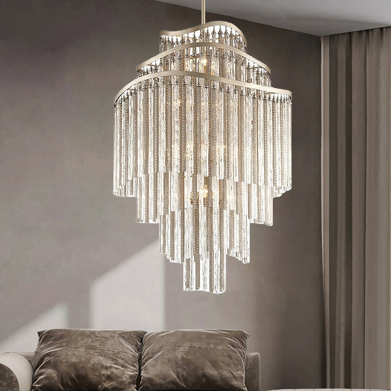 Huge Post-Modern Hollow Glass Tube Tassel Chandelier for Living Room / foyer / villa / stairs
