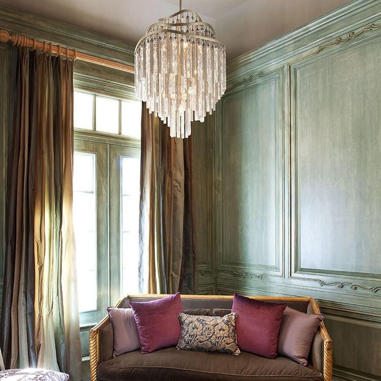 Huge Post-Modern Hollow Glass Tube Tassel Chandelier for Living Room / foyer / villa / stairs