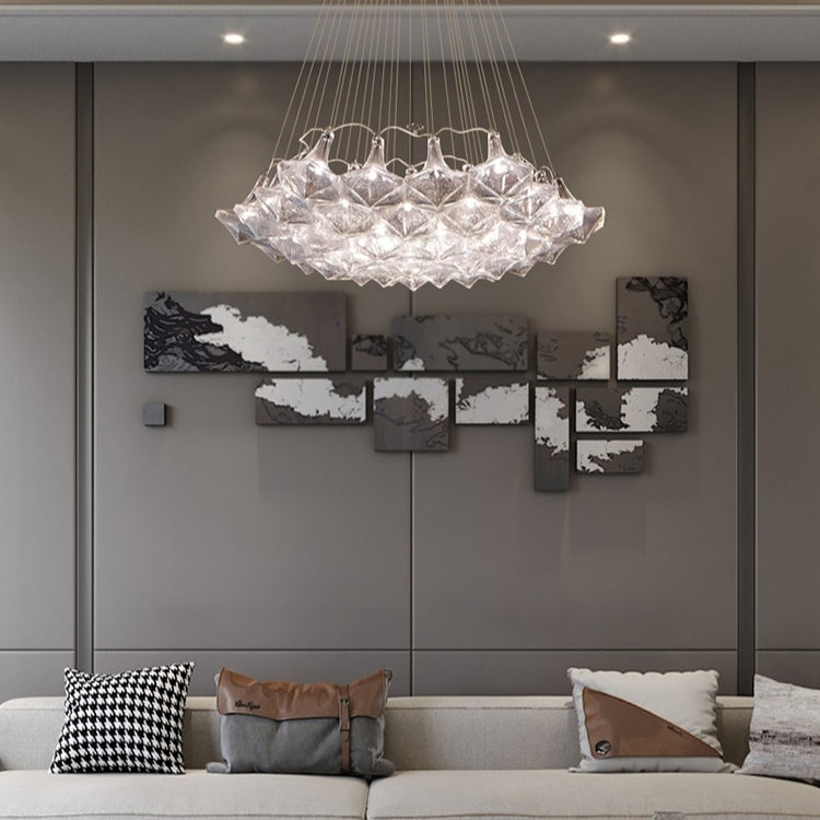 New Oversize Modern Minimalist Glass Art Chandelier for Living Room / stairs / foyer