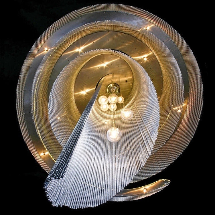 Extra Large Multi-Layered Post-Modern Luxury Metal Chains Chandelier for High-Ceiling Room