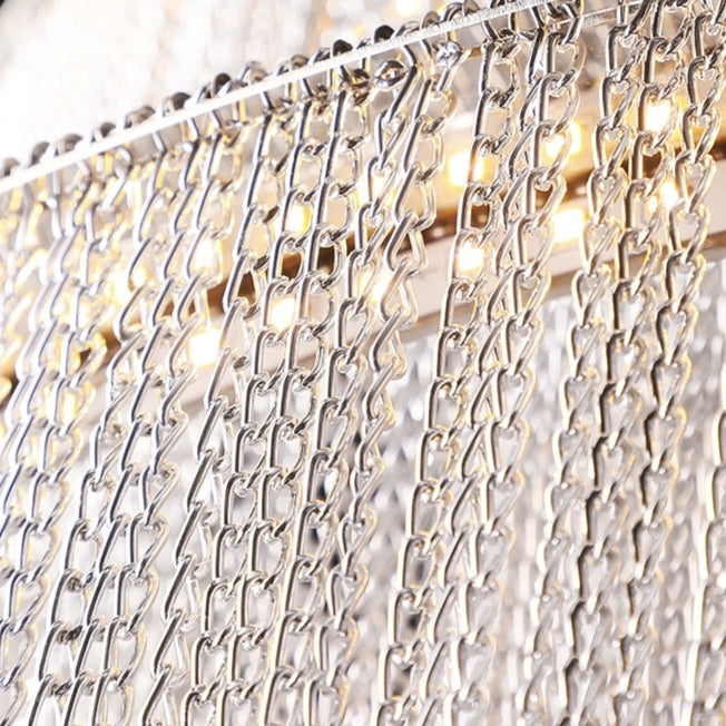 Extra Large Multi-Layered Post-Modern Luxury Metal Chains Chandelier for High-Ceiling Room