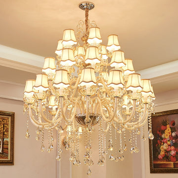 Extra Large Luxury Multi-Tiered Crystal Pendant Chandelier for High-Ceiling Rooms